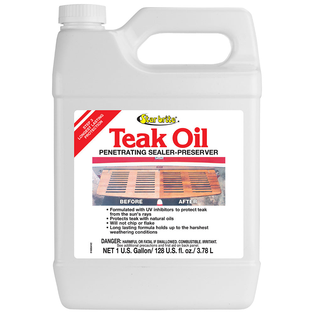 Star Brite Teak Oil  Long Lasting Penetrating Sealer  Preserver wUV Inhibitors  1 Gallon 81600