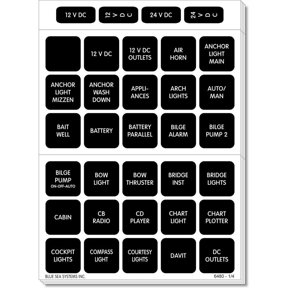 Blue Sea 4217 Square Format Label Set  120 4217