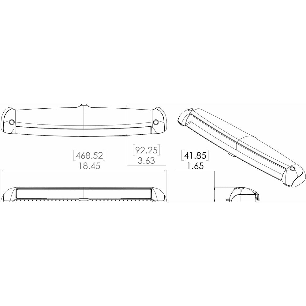 Lumitec Razor Light Bar  Spot  White Housing wInverted Logo Flush Mount 101603