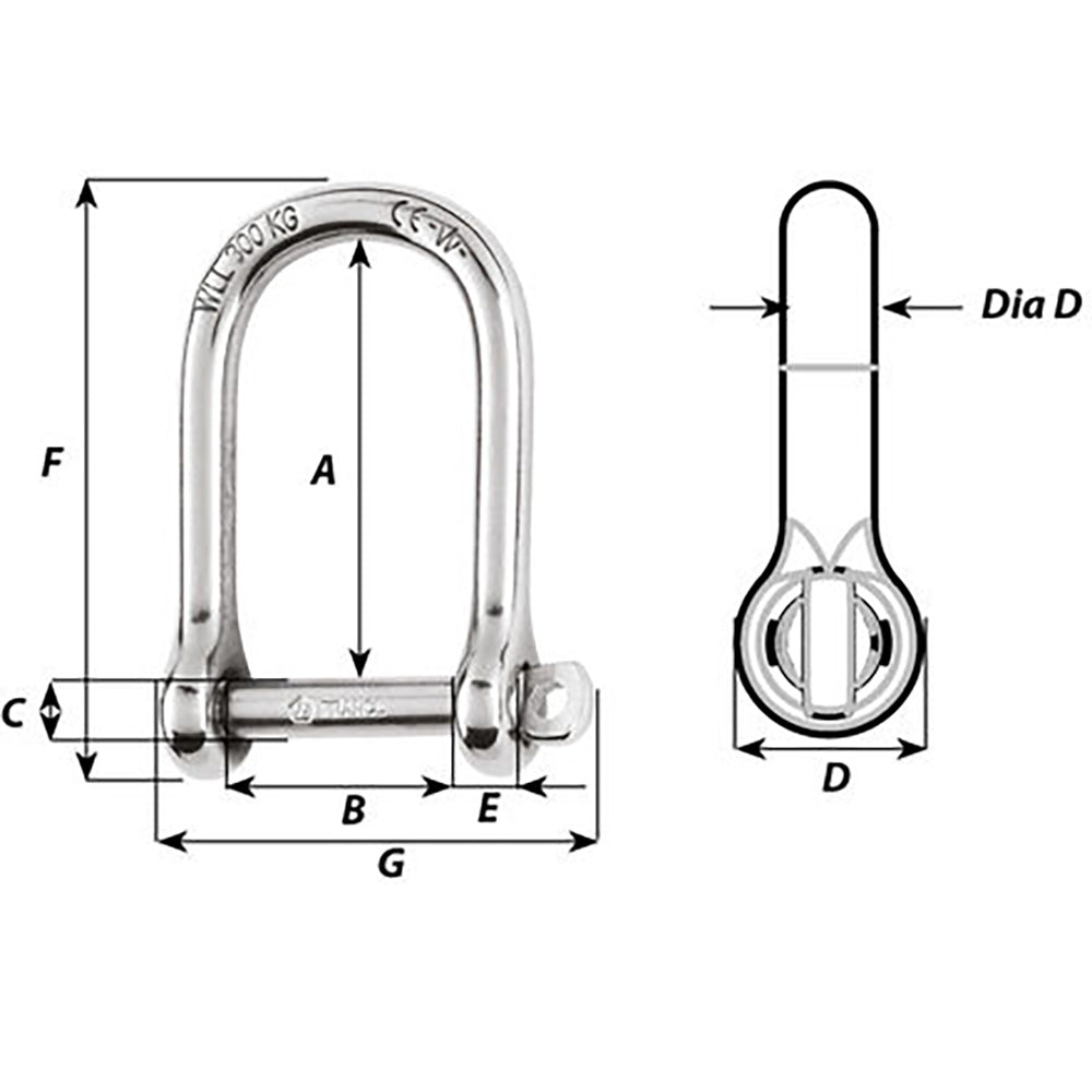 Wichard SelfLocking Large Opening Shackle  6mm Diameter  14 01263